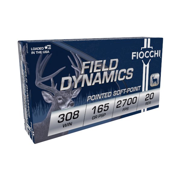 Fiocchi Field Dynamics .308 Win 165gr. Pointed Soft-Point  Ammo, 20rds - 308D - Fiocchi
