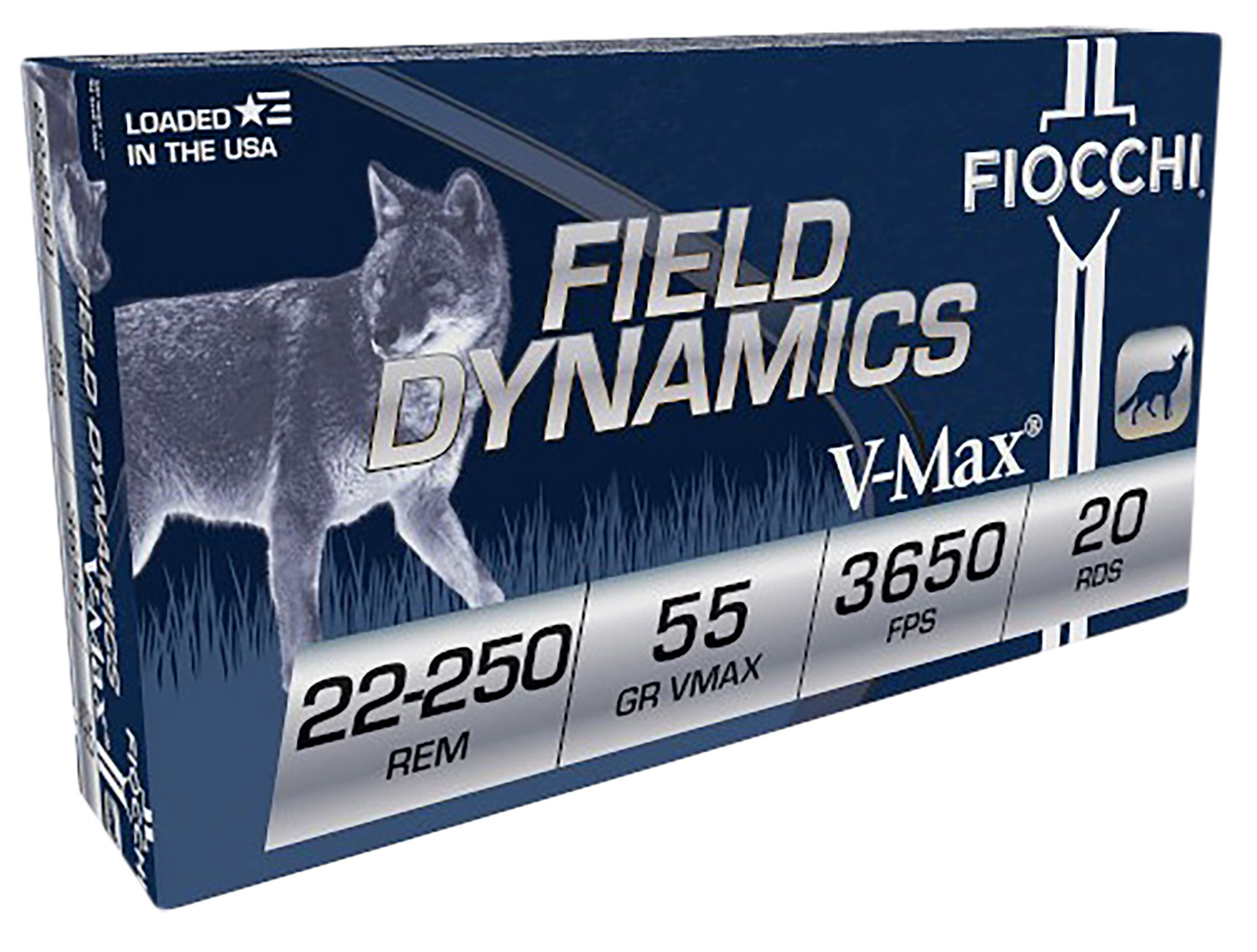 Fiocchi Field Dynamics 55gr V-Max .25-250 Rem Ammo, 20/box - 22250HVD - Fiocchi
