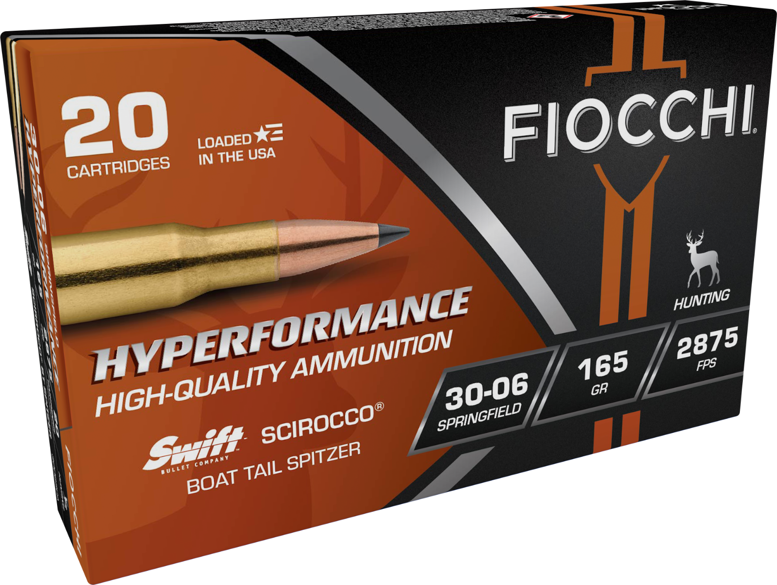Fiocchi Extrema 165 gr Swift Scirocco II Boat Tail Spitzer .30-06 Spfld Ammo, 20/box - 3006SCA - Fiocchi