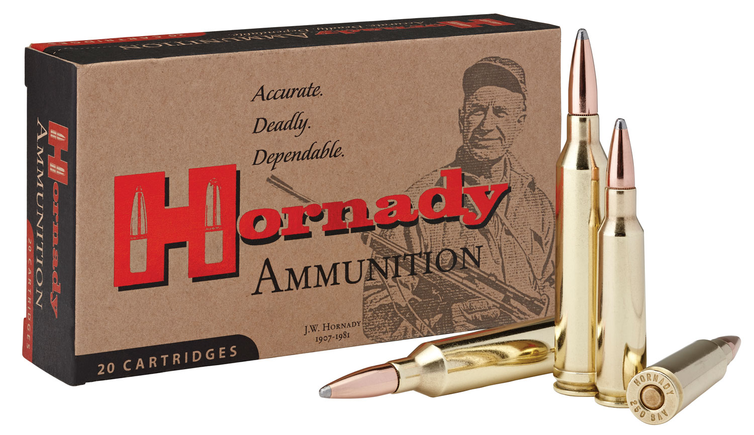 Hornady Custom 100 gr SP Interlock .250 Savage Ammo, 20/box - 8132 - Hornady