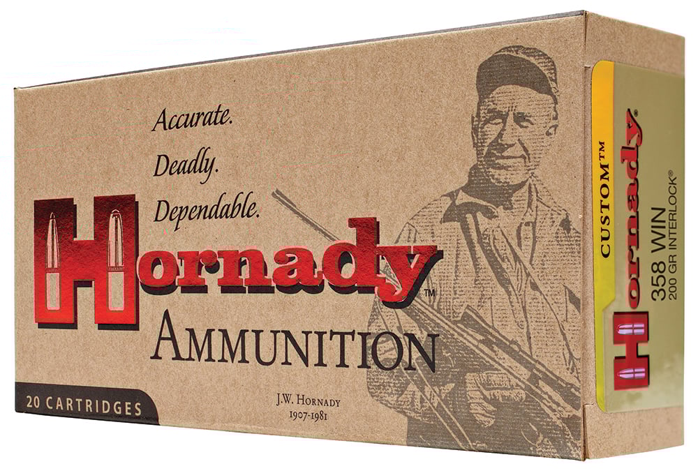 Hornady Custom 200 gr SP Interlock .358 Win Ammo, 20/box - 91318 - Hornady
