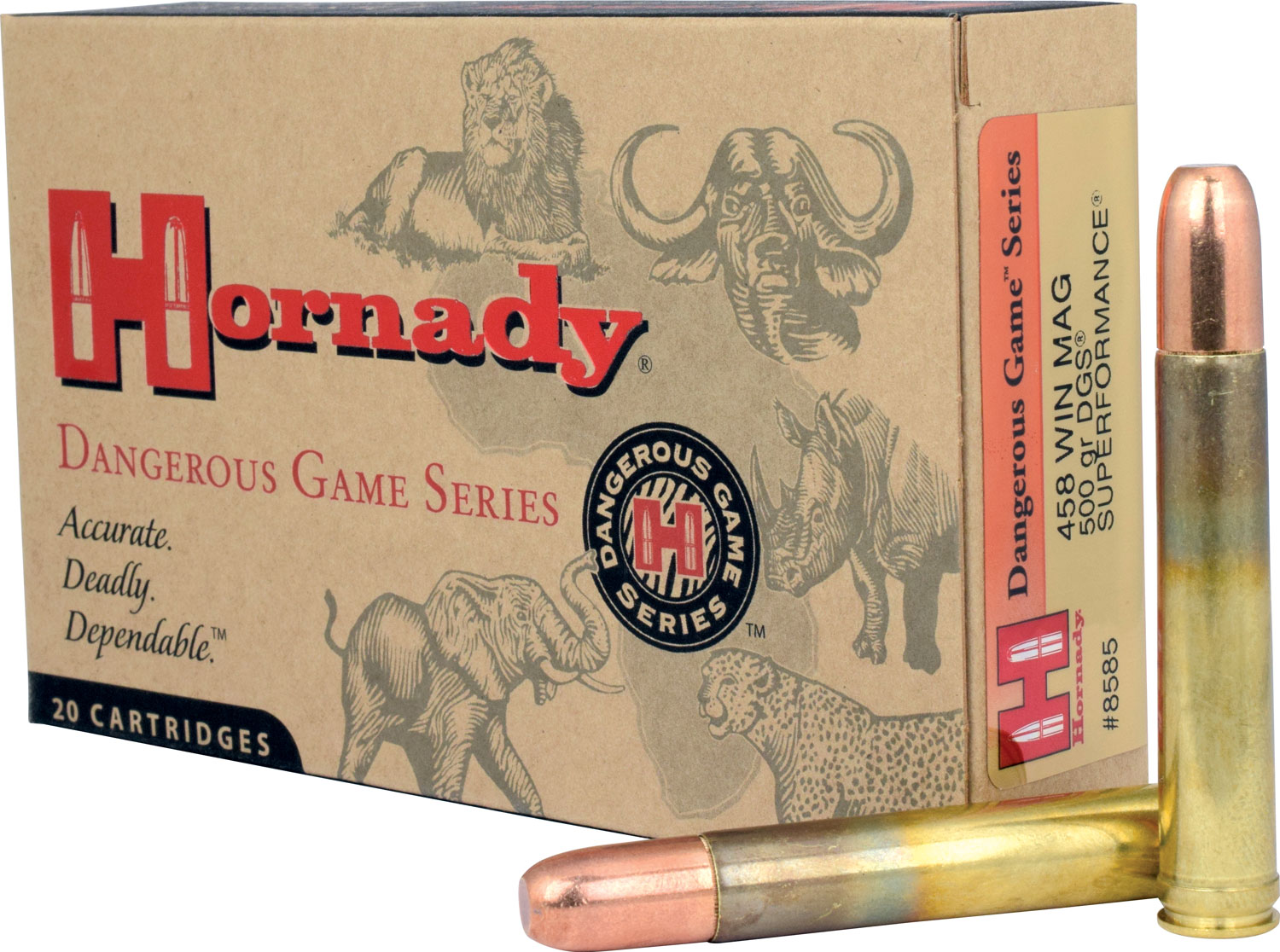 Hornady Dangerous Game 500 gr Solid .458 Win Mag Ammo, 20/box - 8585 - Hornady