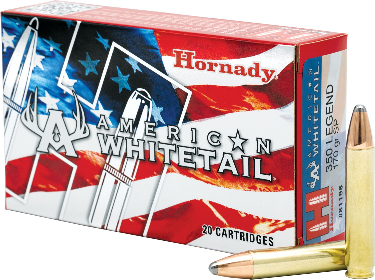 Hornady American Whitetail 170 gr Interlock .350 Legend Ammo, 20/box - 81196 - Hornady