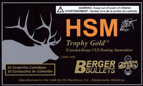 HSM Ammunition Trophy Gold 185 gr Match Hunting Very Low Drag .300 Weatherby Mag Ammo, 20/box - BER-300WBY185VLD - Hsm Ammunition