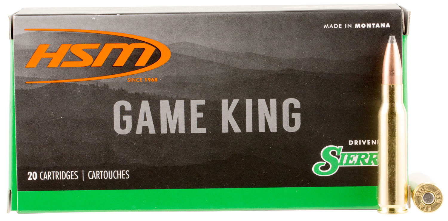 HSM Ammunition Game King 150 gr Spitzer Boat Tail .308 Win Ammo, 20/box - HSM-308-41-N