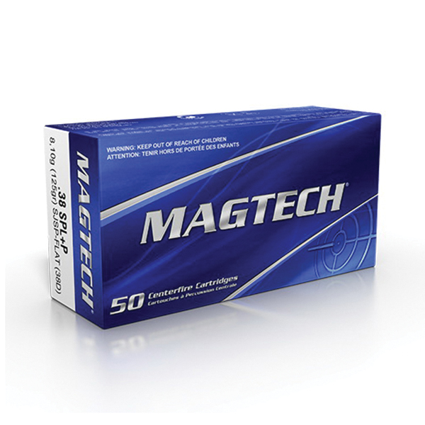 Magtech 125 gr Semi-Jacketed Soft Point Flat .38 Spl +P Ammo, 50/box - 38D - Magtech