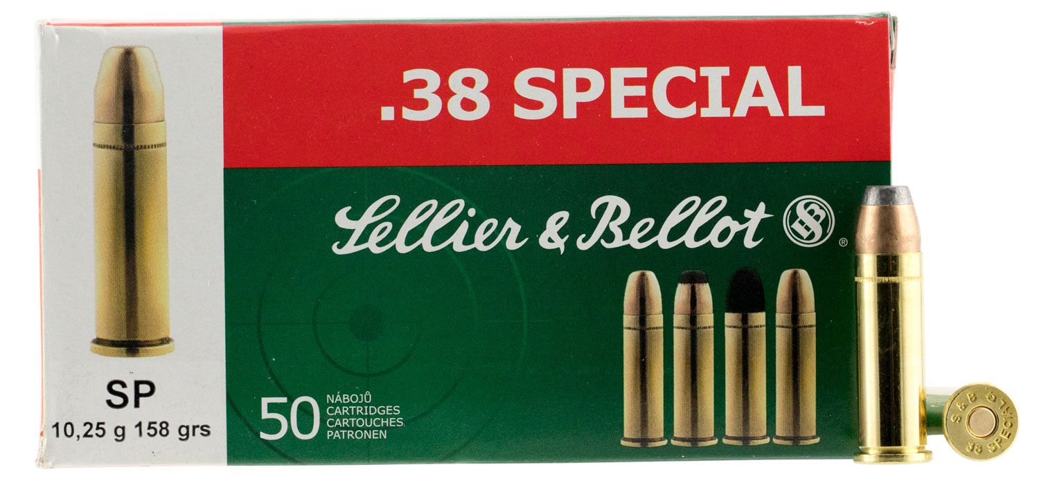 Sellier & Bellot 158 gr Semi-Jacketed Soft Point .38 Spl Ammo, 50/box - SB38C - Sellier & Bellot Ammunition