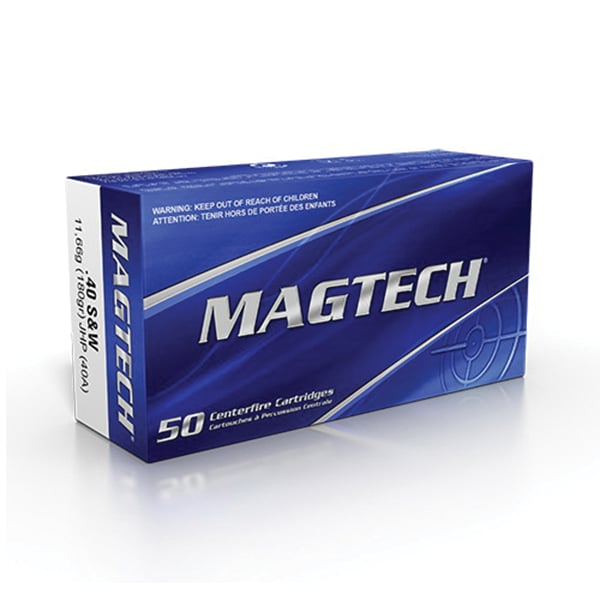 Magtech 180 gr Jacketed Hollow Point .40 S&W Ammo, 50/box - 40A - Magtech