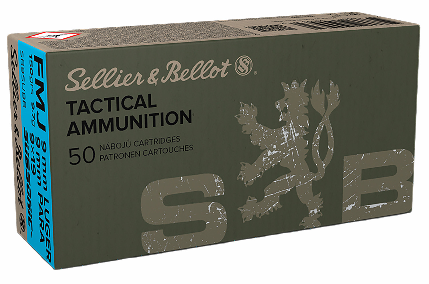 Sellier & Bellot Subsonic 9mm 150gr FMJ Ammo, 50rds - SB9SUBB - Sellier & Bellot Ammunition