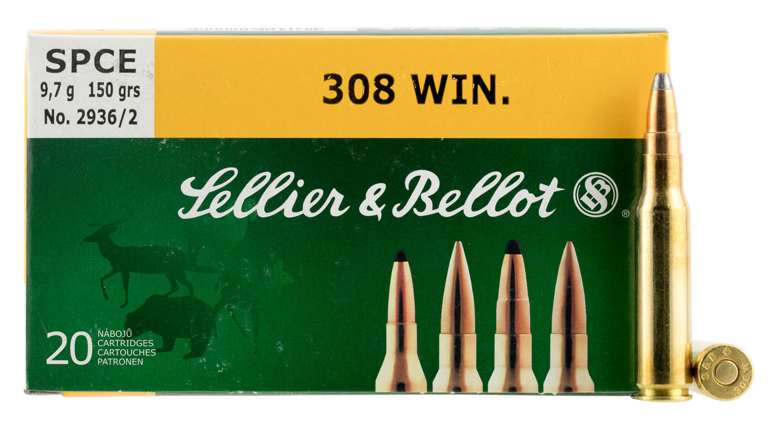 Sellier & Bellot 180 gr Semi-Jacketed Soft Point .308 Win/7.62 Ammo, 20/box - SB308C - Sellier & Bellot Ammunition