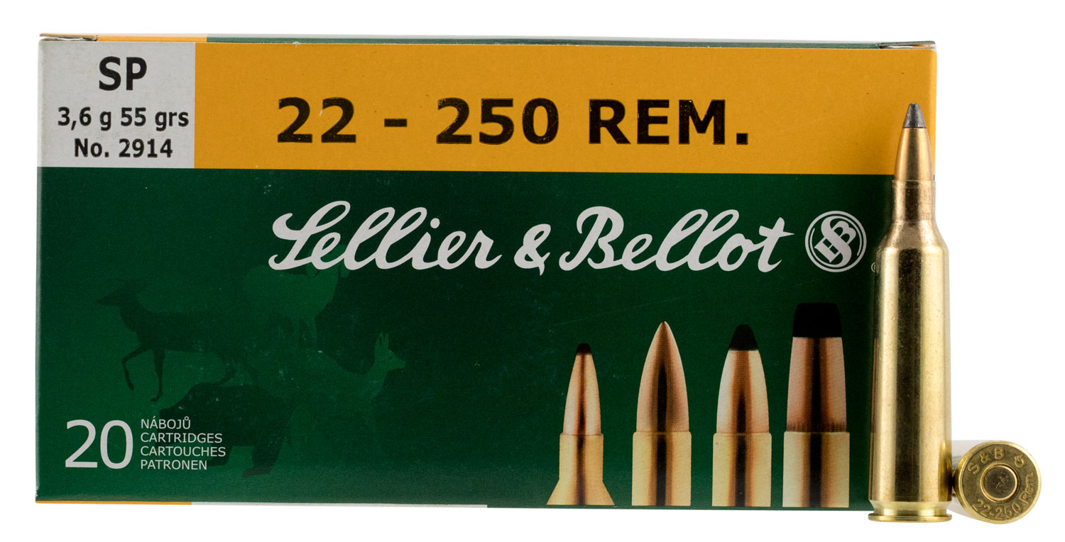 Sellier & Bellot 55 gr Semi-Jacketed Soft Point .25-250 Rem Ammo, 20/box - SB22250B - Magtech