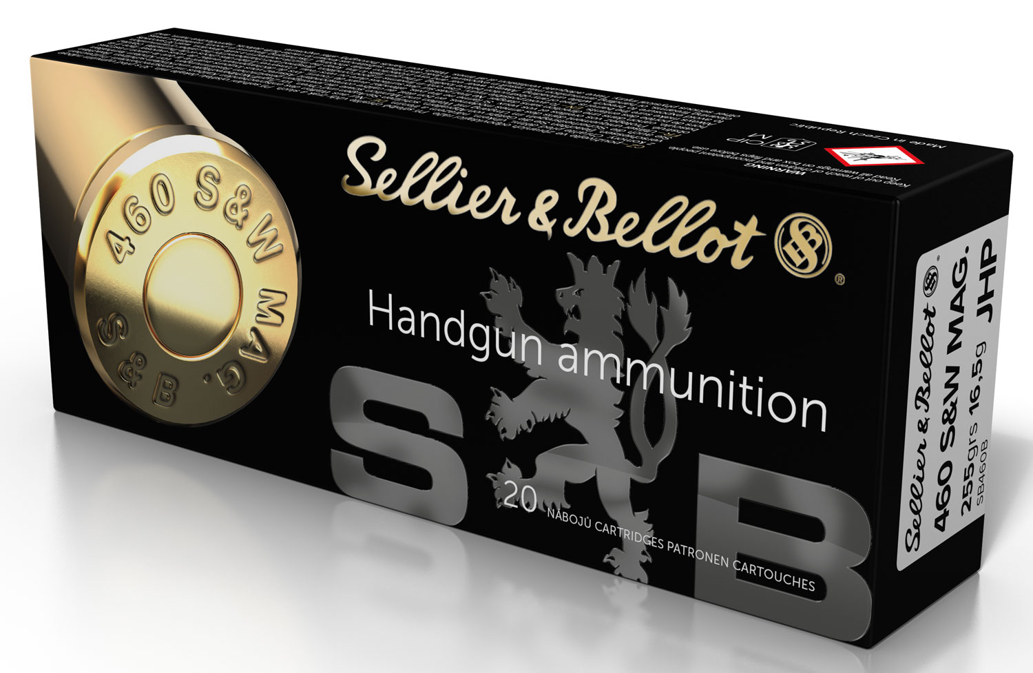 Sellier & Bellot 255 gr Jacketed Hollow Point .460 S&W Mag Ammo, 20/box - SB460B - Magtech