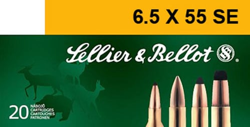 Sellier & Bellot 131 gr Semi-Jacketed Soft Point 6.5x55mm Swedish Ammo, 20/box - SB6555A - Magtech