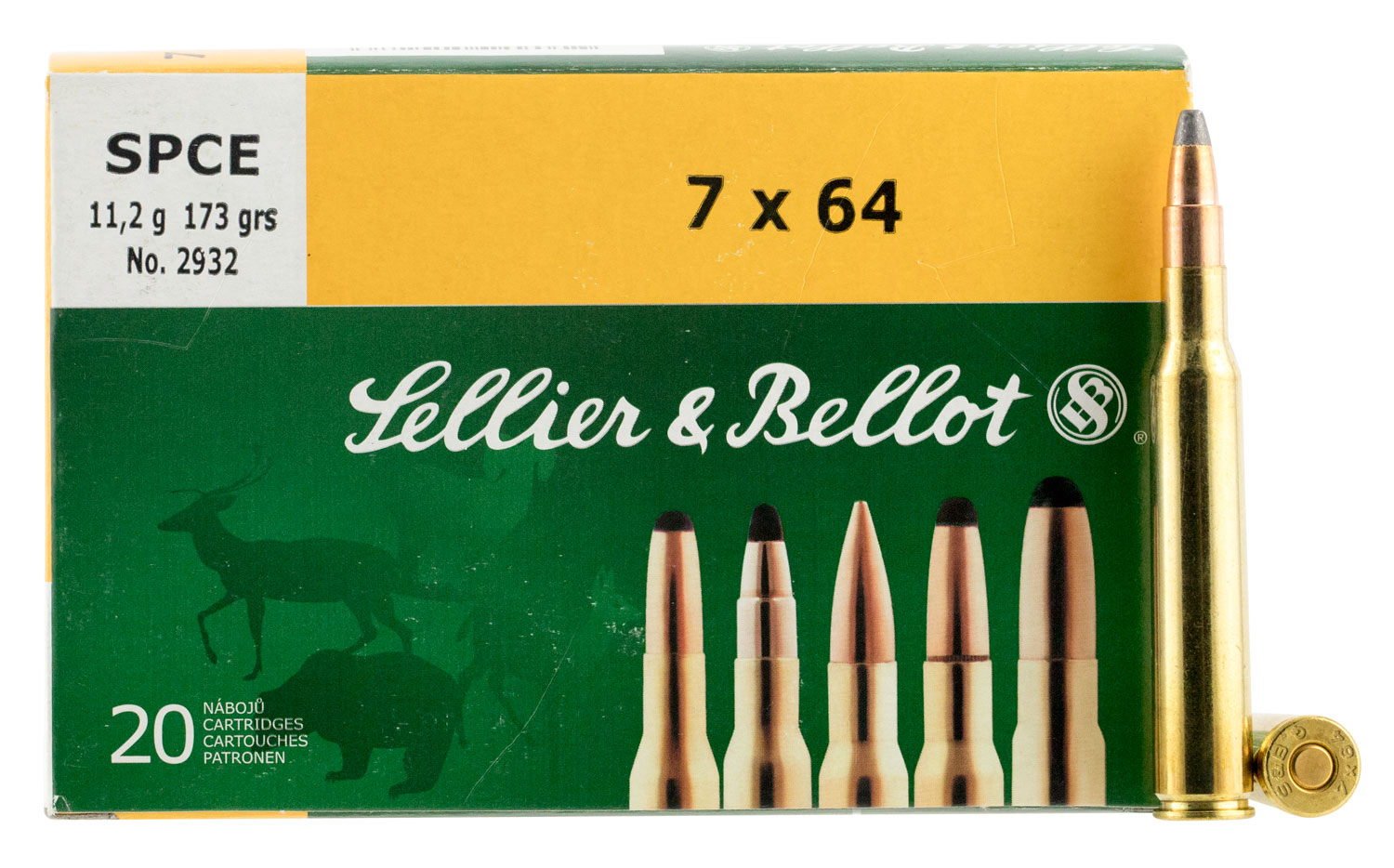 Sellier & Bellot 173 gr Semi-Jacketed Soft Point Cutting Edge 7x64mm Brenneke Ammo, 20/box - SB764B - Sellier & Bellot Ammunition