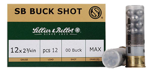 Sellier & Bellot 2.75" 12 Gauge Ammo 00 Buck 12 Pellets, 10/box - SB12BSE - Sellier & Bellot Ammunition