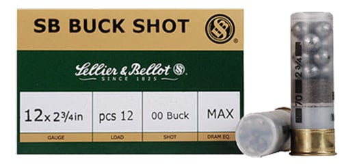 Sellier & Bellot 2.75" 12 Gauge Ammo 00 Buck, 25/box - SB12BSG - Sellier & Bellot Ammunition