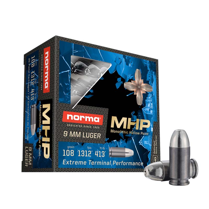 Norma 9mm Ammo 108 Grain MHP 20rds