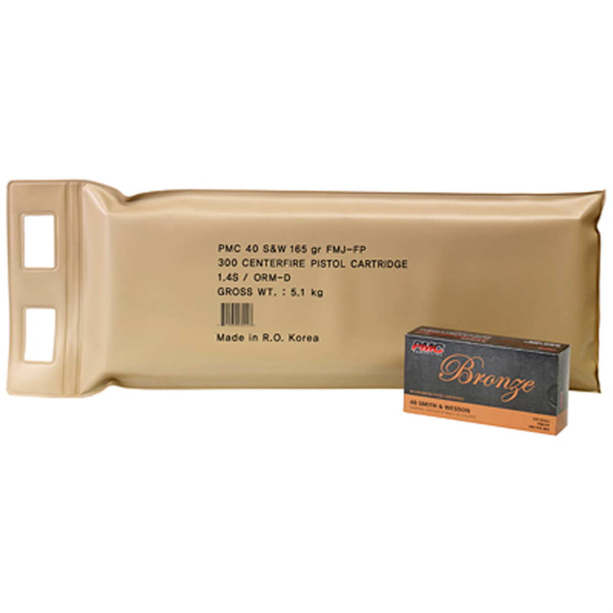 PMC Bronze .40 S&W Bulk Ammo 165 Grain FMJFP 300rds - 40DBP - Pmc