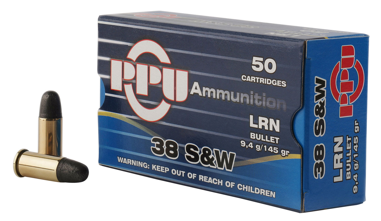PPU USA 145 gr Lead Round Nose .38 S&W Ammo, 50/box - PPH38SW - Prvi Partizan
