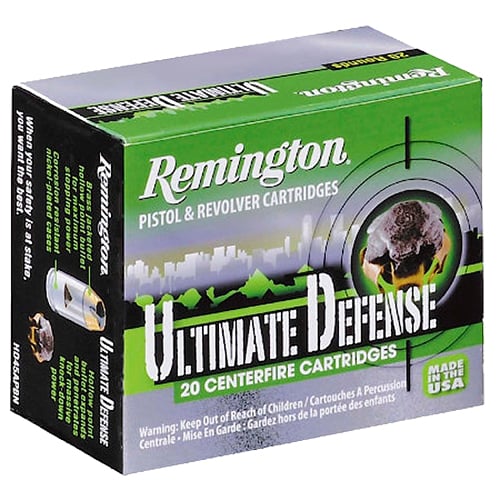 Remington Ultimate Defense Full-Size Handgun 102 gr Brass Jacket Hollow Point .380 Auto Ammo, 20/box - HD380BN - Remington