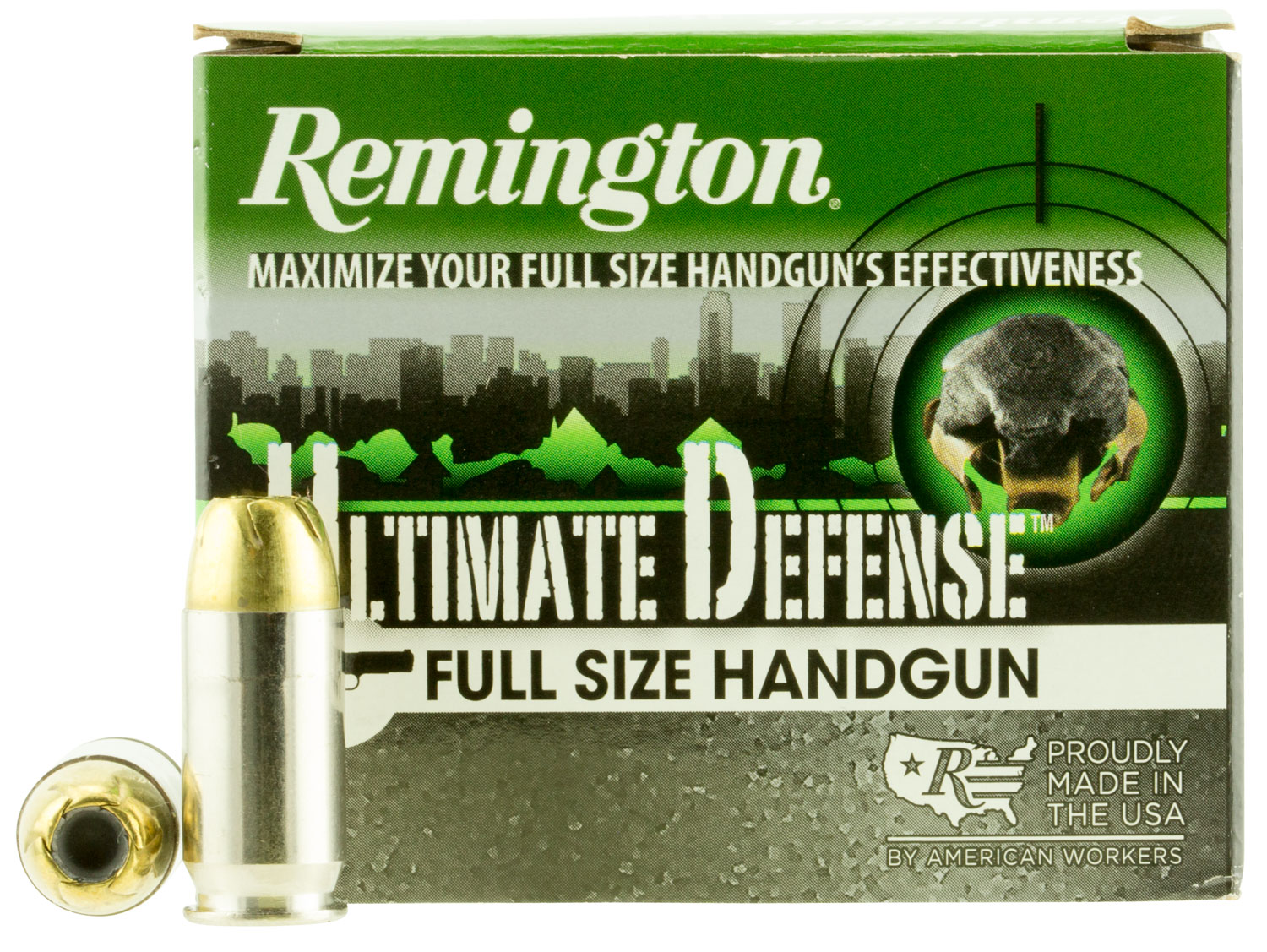 Remington Ultimate Defense Full-Size Handgun 185 gr Brass Jacket Hollow Point .45 ACP Ammo, 20/box - HD45APC - Remington