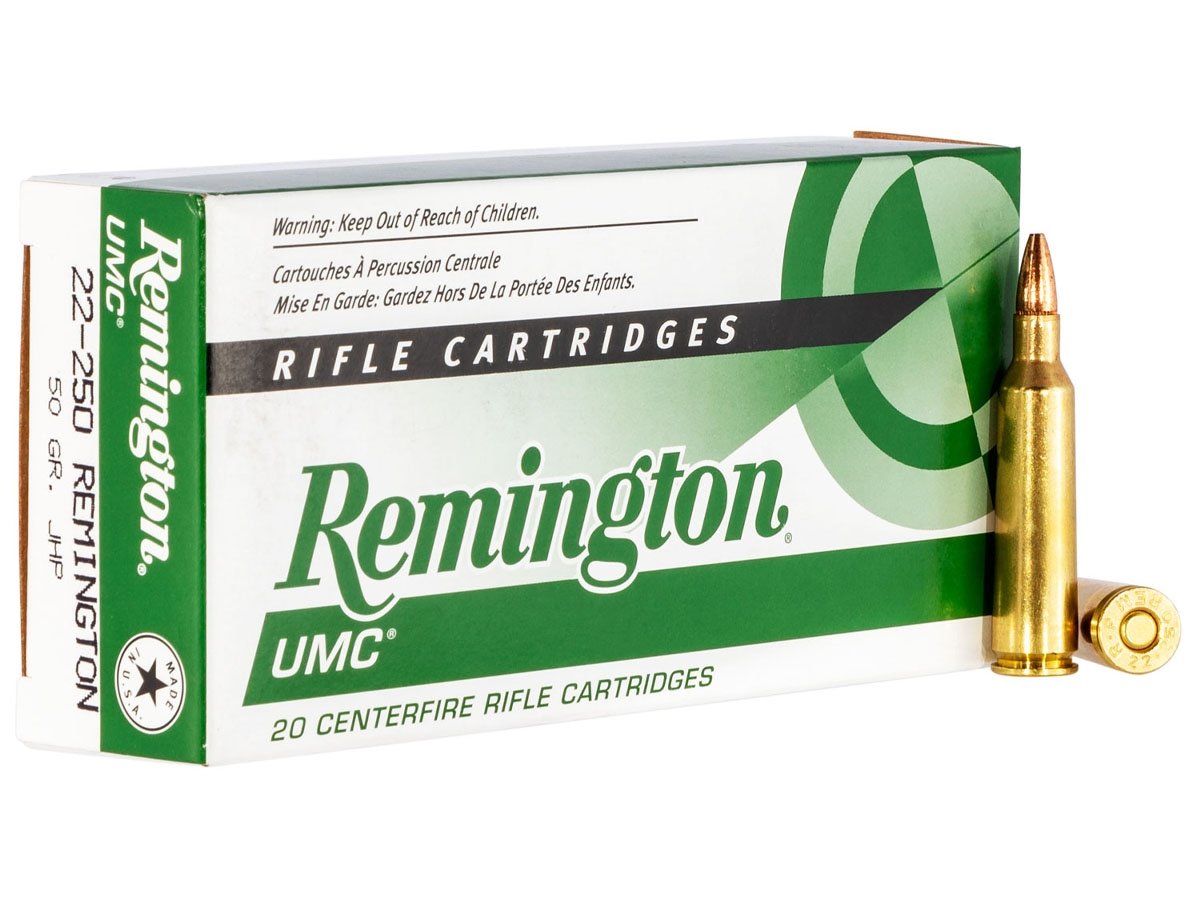 Remington UMC 50 gr Jacketed Hollow Point .22-250 Rem Ammo, 20/box - L22504 - Remington