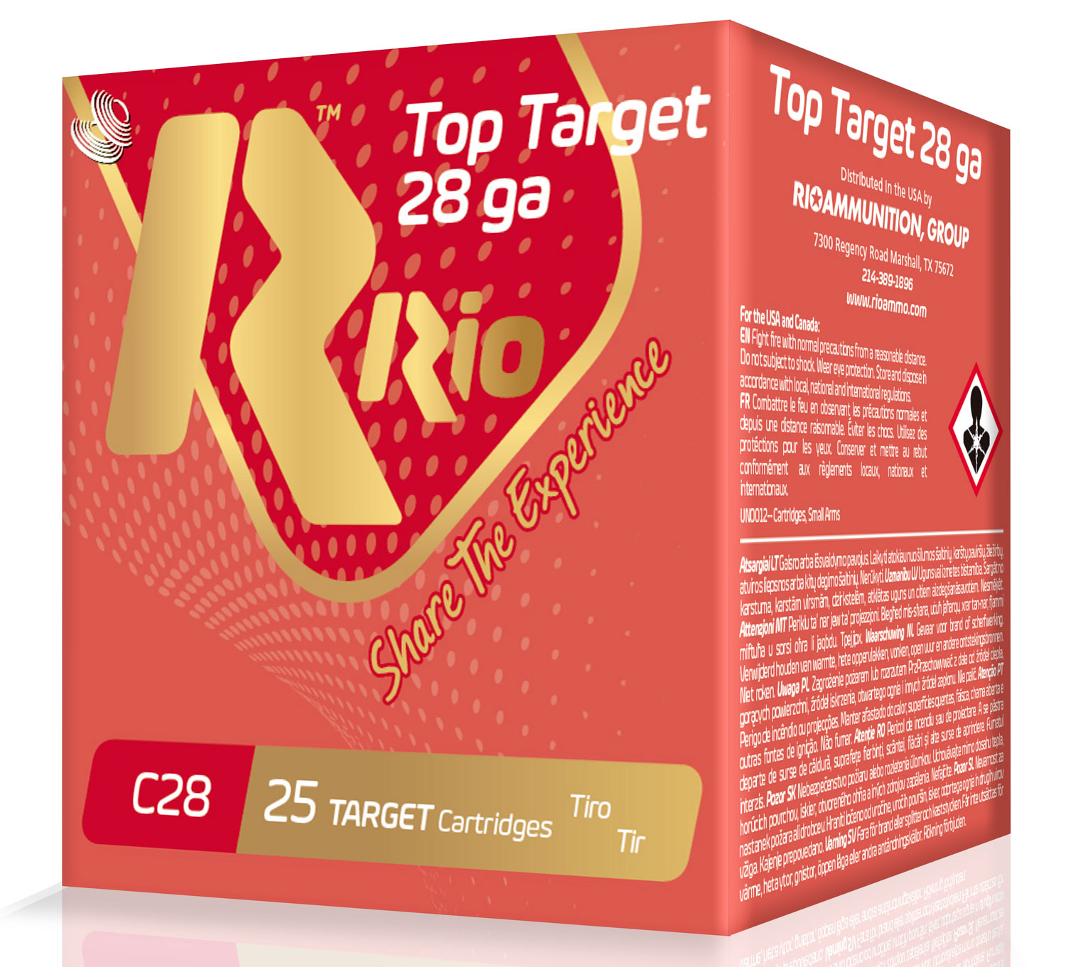 RIO Top Target 2.75" 28 Gauge Ammo 8, 25 Rounds - RC288 - Rio
