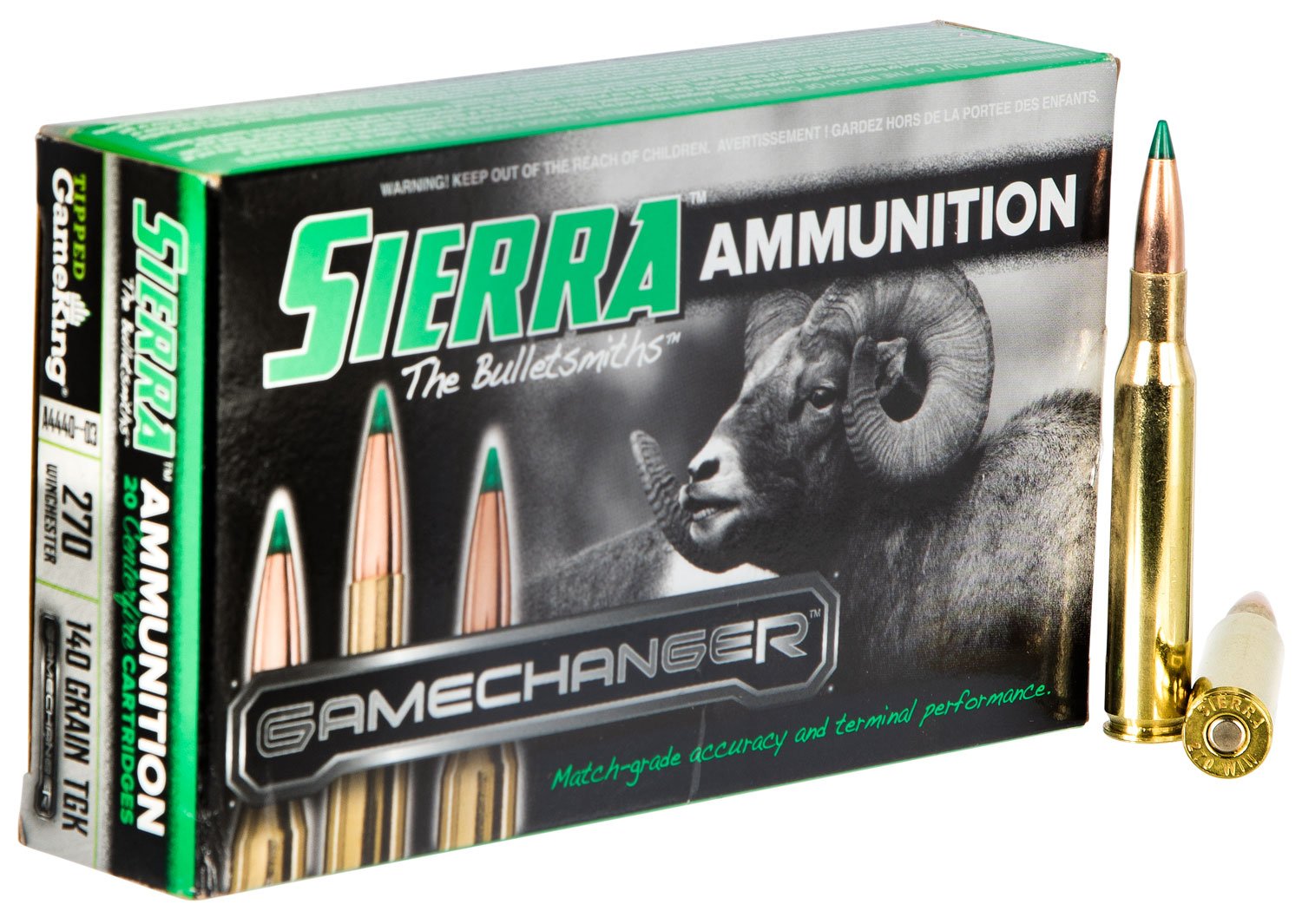 Sierra GameChanger 140 gr Tipped GameKing .270 Win Ammo, 20/box - A444003 - Sierra