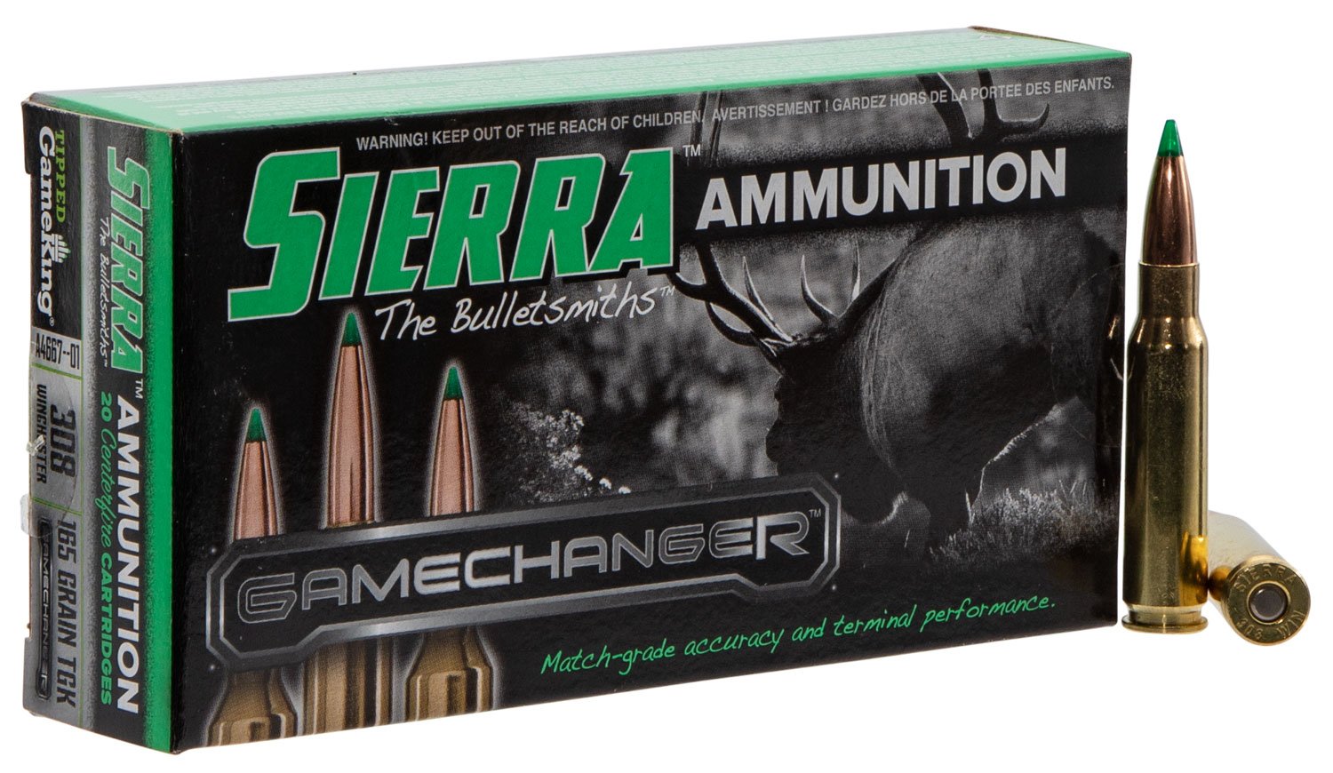 Sierra GameChanger 165 gr Tipped GameKing .308 Win Ammo, 20/box - A466701 - Sierra