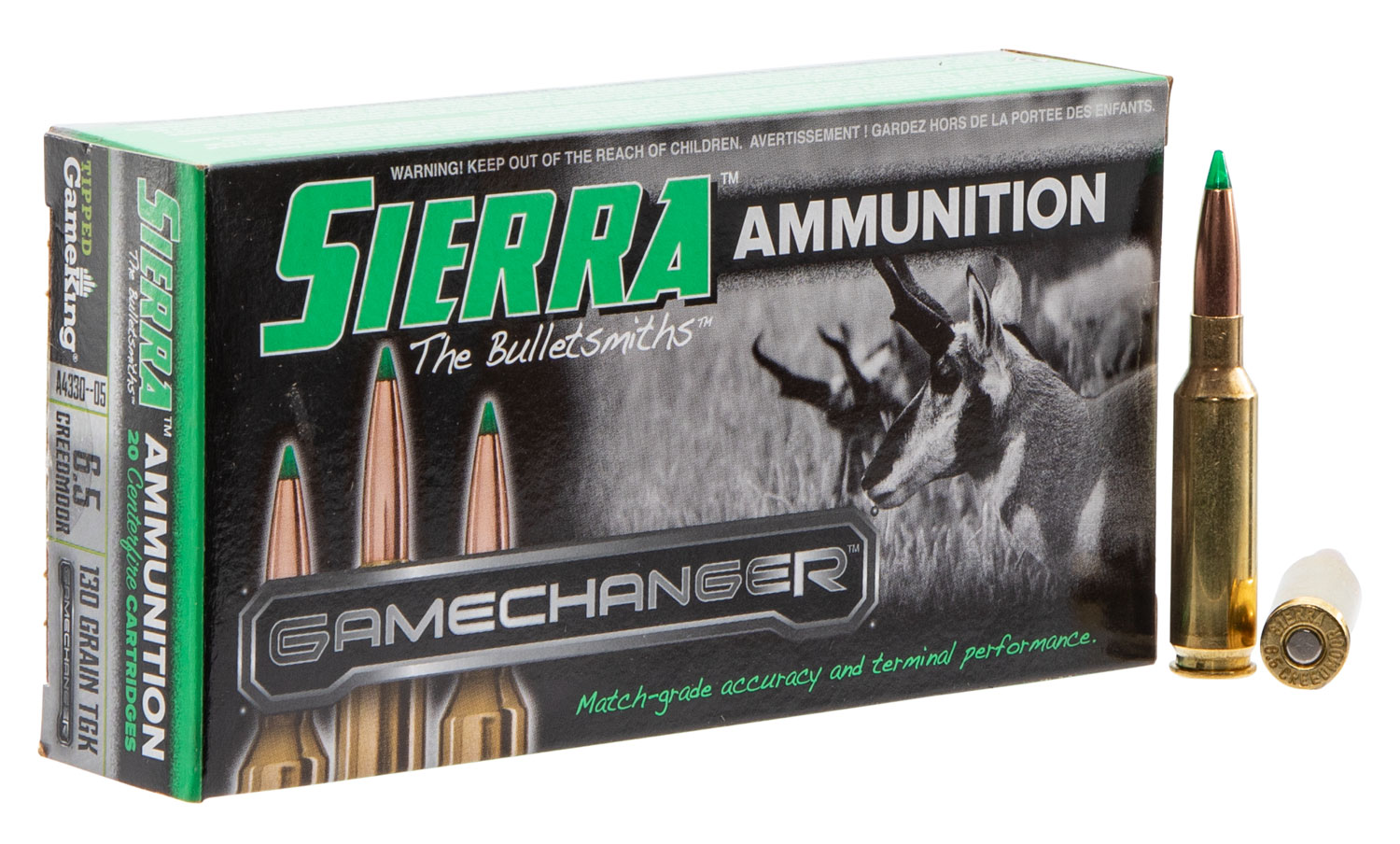 Sierra GameChanger 130 gr Tipped GameKing 6.5 Crd Ammo, 20/box - A433005 - Sierra
