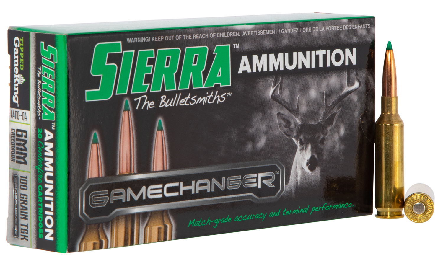 Sierra GameChanger 100 gr Tipped GameKing 6mm Crd Ammo, 20/box - A411004