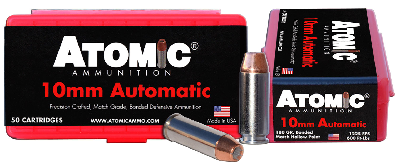 Atomic Ammunition 180 gr Bonded Match Hollow Point 10mm Ammo, 50/box - 00432 - Atomic