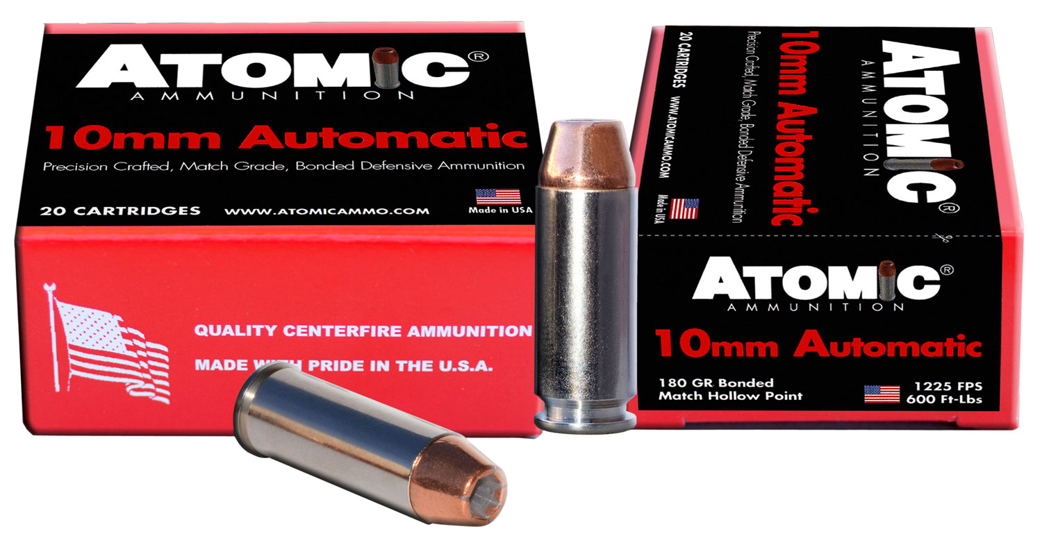 Atomic Ammunition 180 gr Bonded Match Hollow Point 10mm Ammo, 20/box - 00457 - Atomic