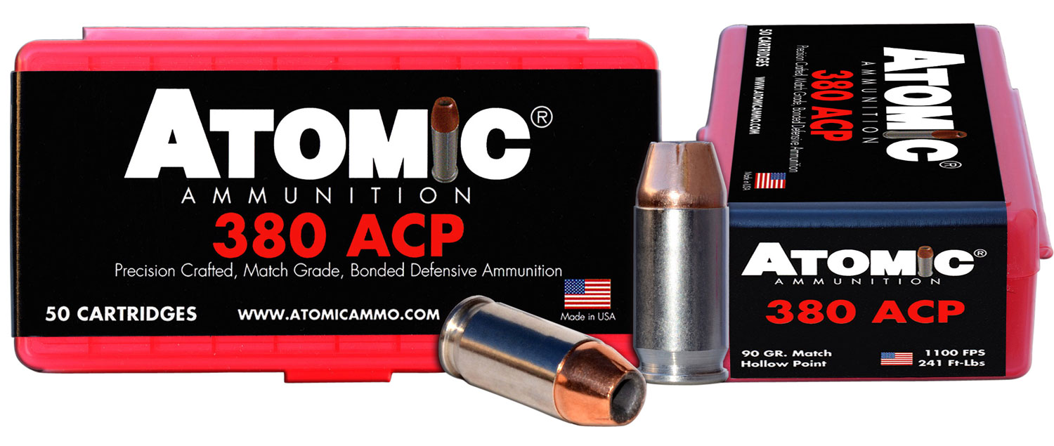 Atomic Ammunition 90 gr Hollow Point .380 ACP Ammo, 50/box - 00414 - Atomic