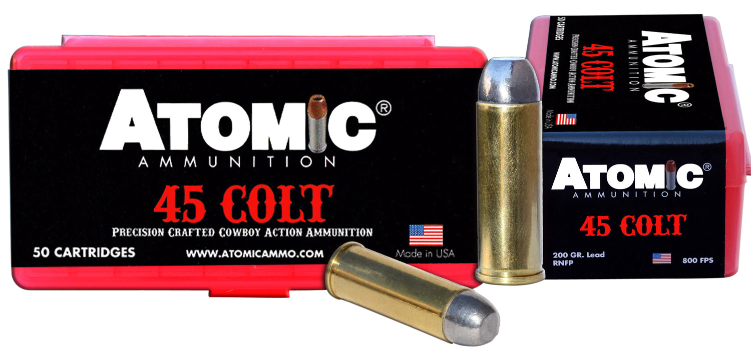 Atomic Ammunition 200 gr Lead Round Nose Flat Point .45 Colt Ammo, 50/box - 00434 - Atomic