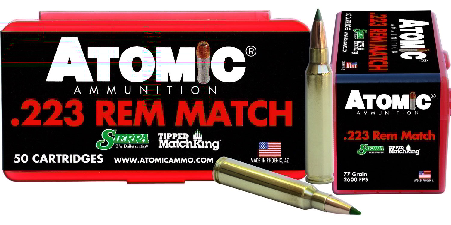 Atomic Ammunition Match Tactical Law Enforcement 77 gr Tipped MatchKing .223 Rem/5.56 Ammo, 50/box - 452 - Atomic