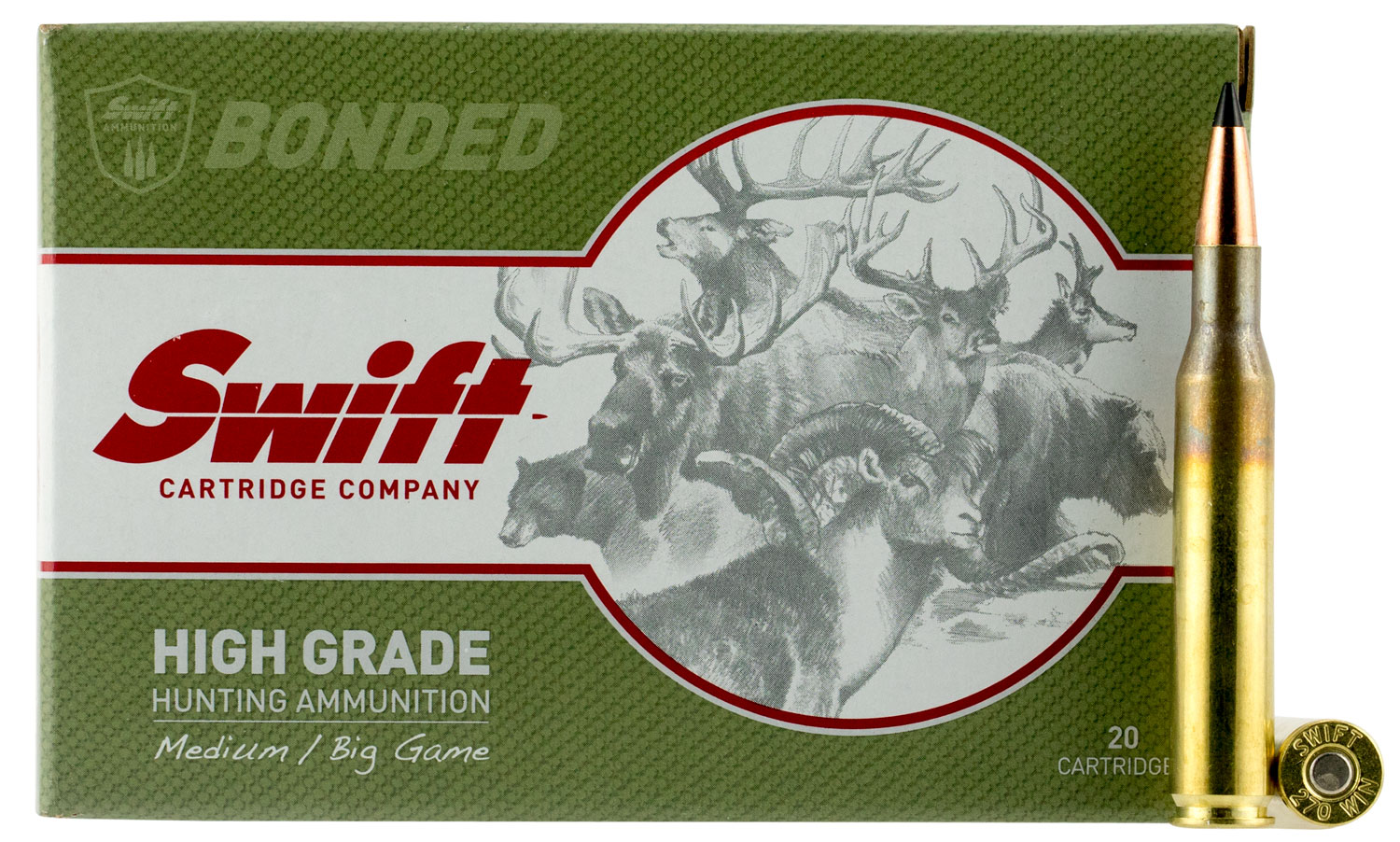 Swift Bullet Company Scirocco 130 gr Spitzer Boat Tail .270 Win Ammo, 20/box - 10036 - Swift