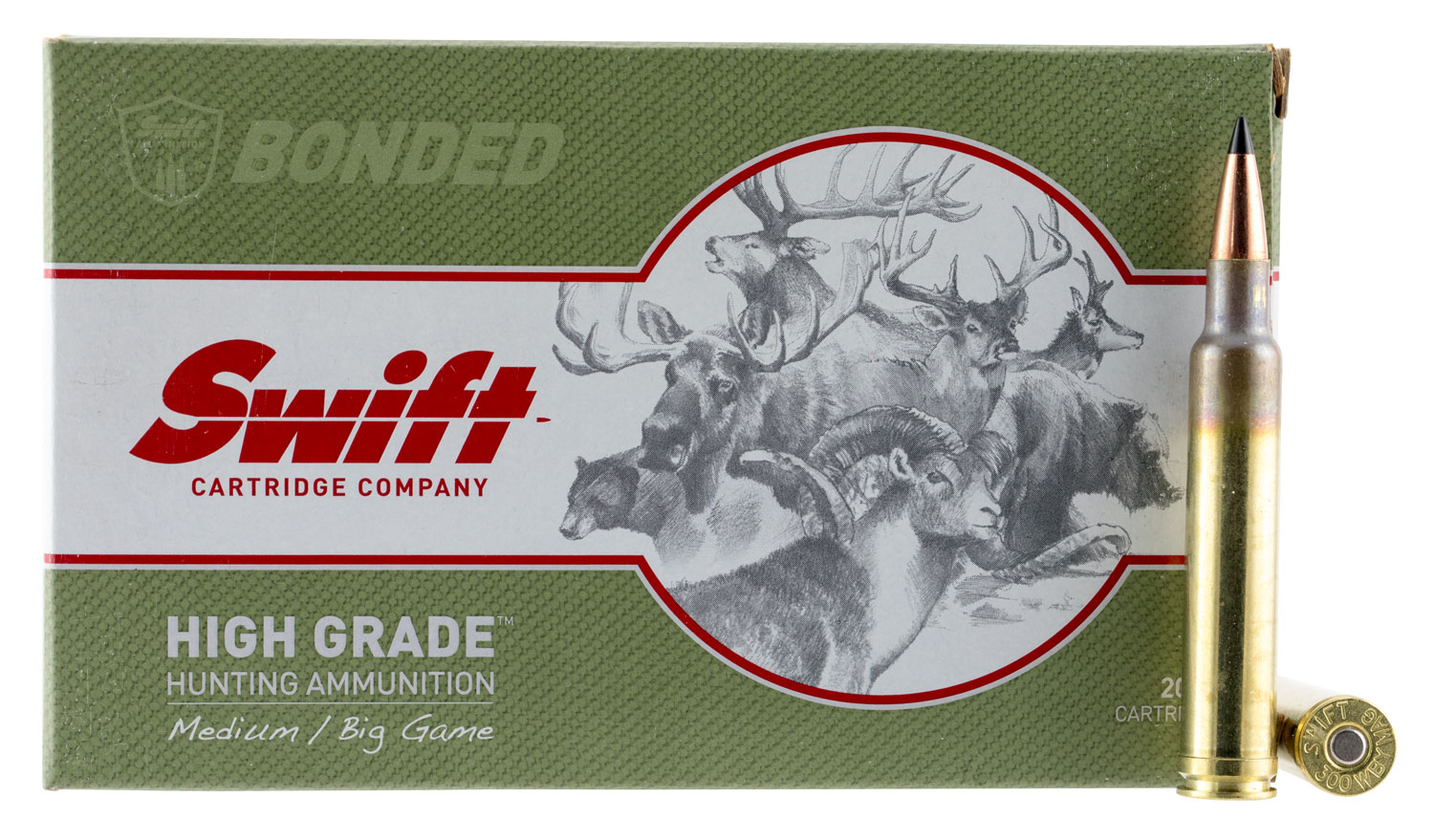 Swift Bullet Company Scirocco 180 gr Spitzer Boat Tail .300 Weatherby Mag Ammo, 20/box - 10044 - Swift