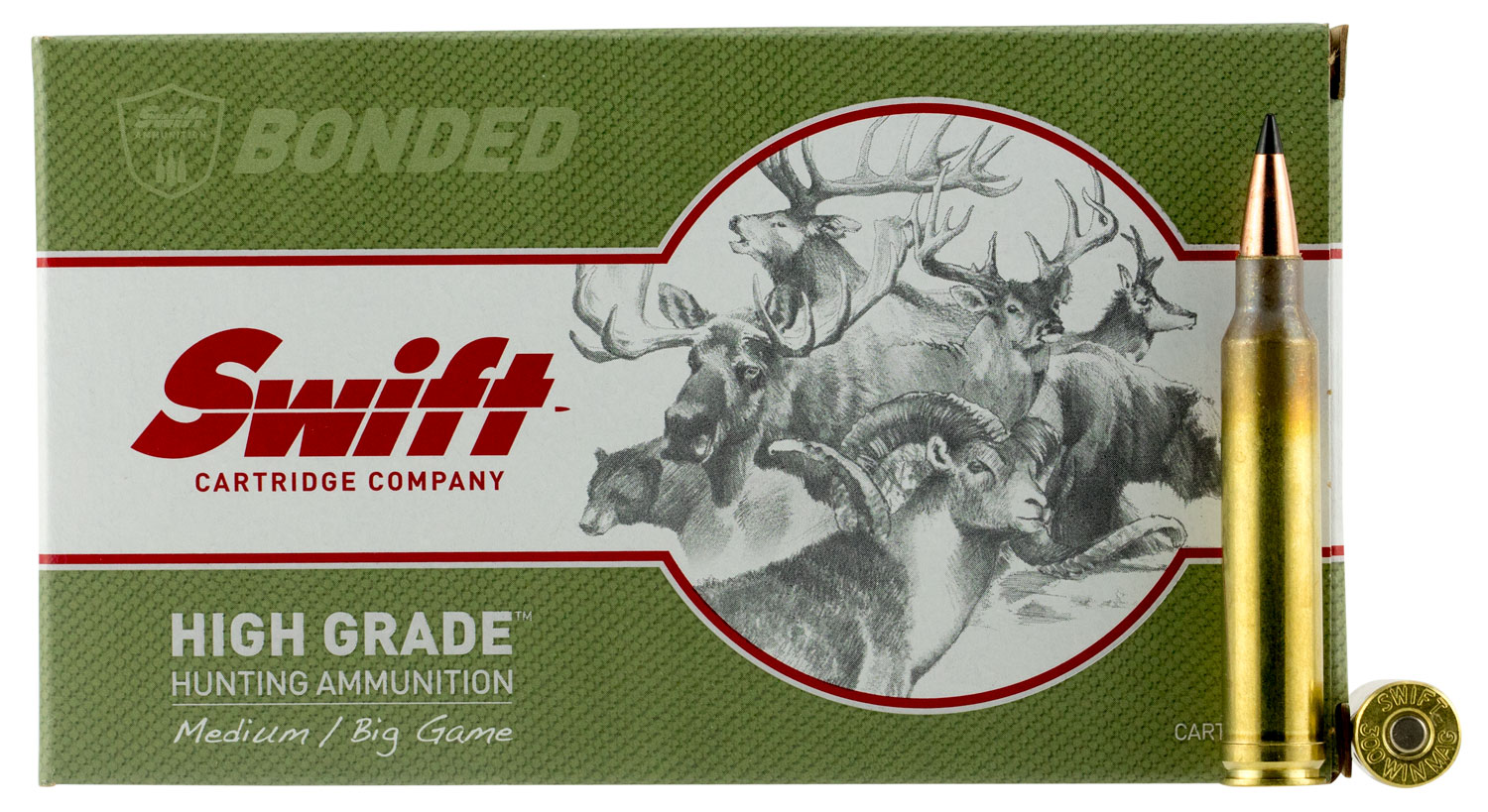 Swift Bullet Company Scirocco 180 gr Spitzer Boat Tail .300 Win Mag Ammo, 20/box - 10042
