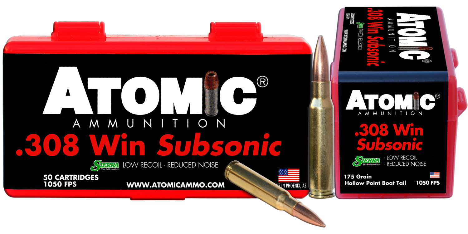 Atomic Ammunition Subsonic 175 gr Sierra MatchKing Hollow Point Boat Tail .308 Win/7.62 Ammo, 50/box - 430 - Atomic