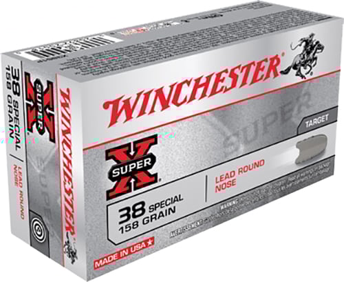 Winchester Ammunition Super-X 158 gr Lead Round Nose .38 Spl Ammo, 50/box - X38S1P - Winchester