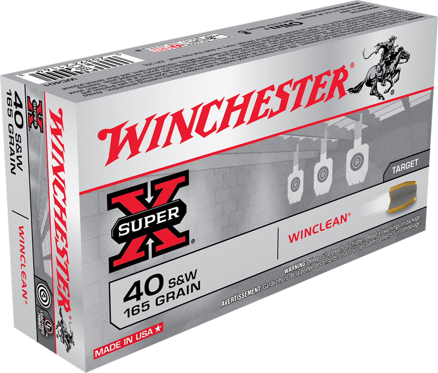 Winchester Ammunition Super-X 165 gr WinClean (Brass Enclosed Base) .40 S&W Ammo, 50/box - WC401 - Winchester