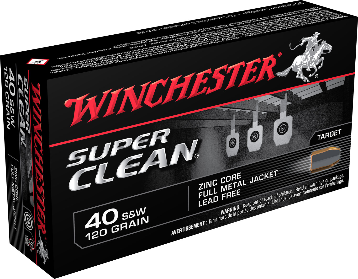 Winchester Ammunition Super Clean 120 gr Full Metal Jacket .40 S&W Ammo, 50/box - W40SWLF - Winchester