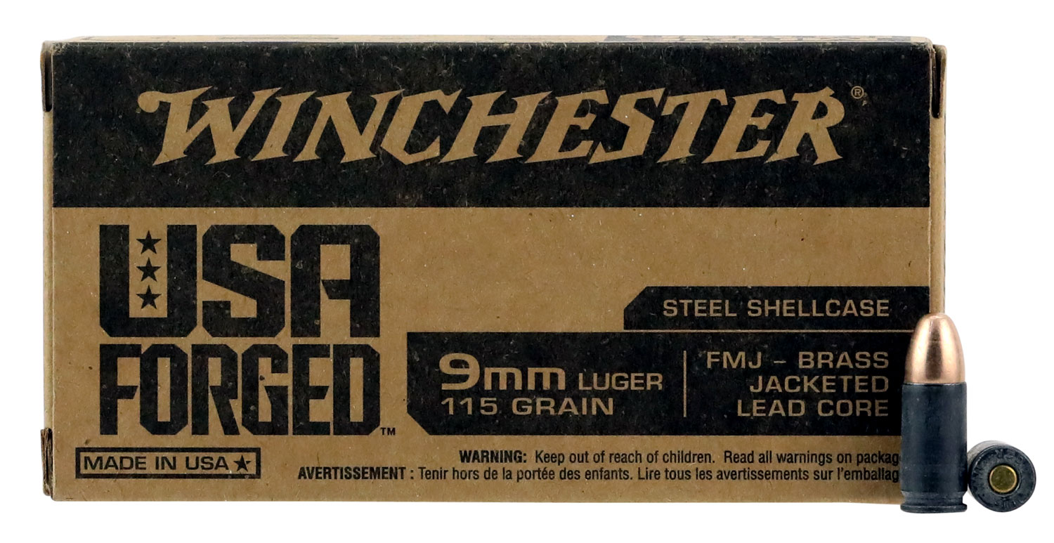 Winchester Ammunition USA Forged 115 gr Full Metal Jacket 9mm Ammo, 50/box - WIN9SV - Winchester