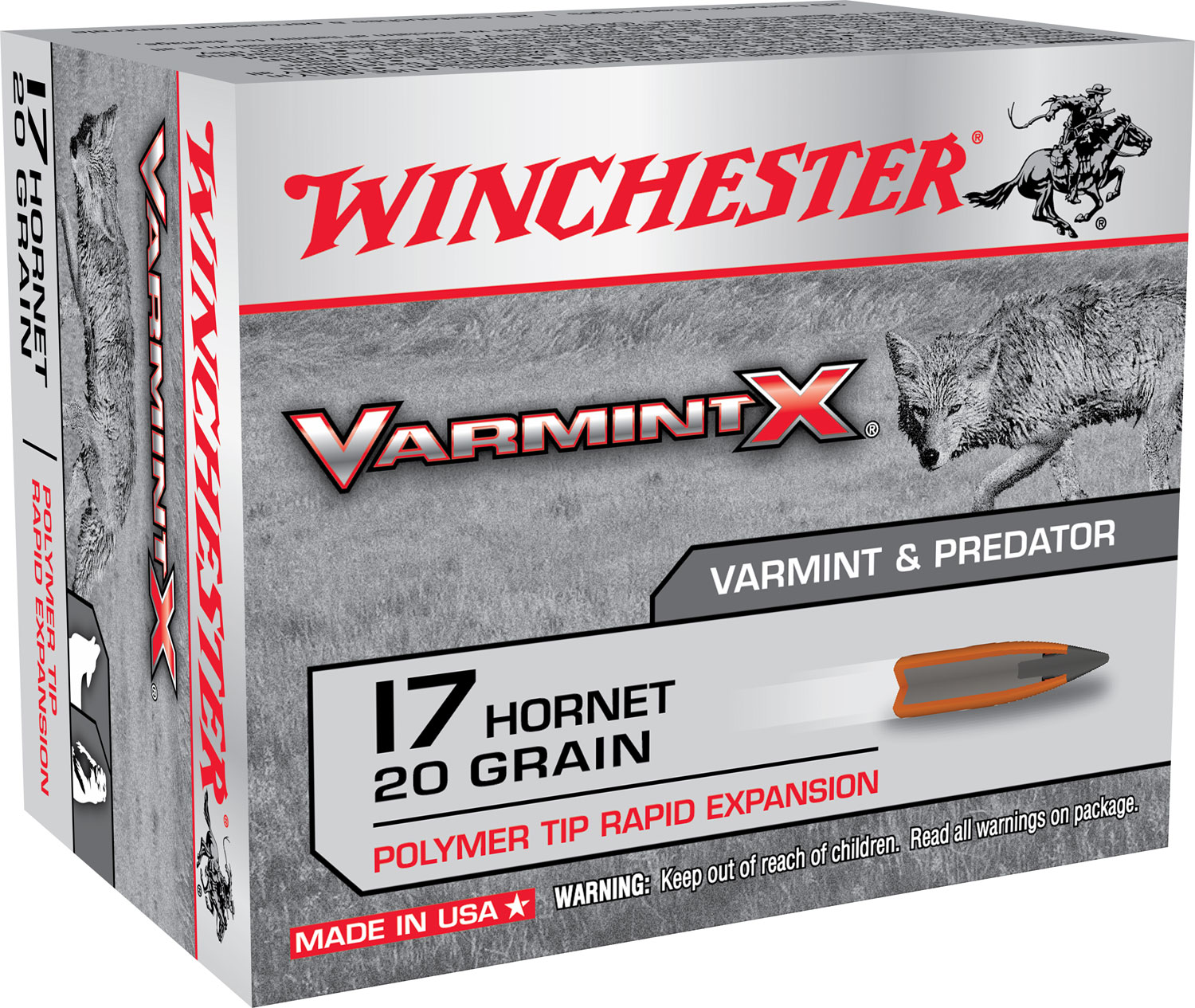Winchester Ammunition Varmint-X 20 gr Rapid Expansion .17 Hornet Ammo, 20/box - X17P - Winchester