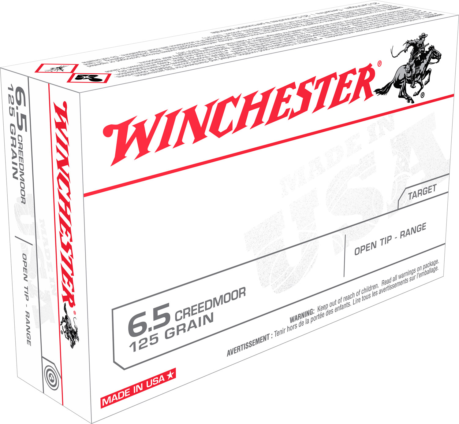 Winchester Ammunition USA 125 gr Open Tip Range 6.5 Crd Ammo, 20/box - USA65CM - Winchester