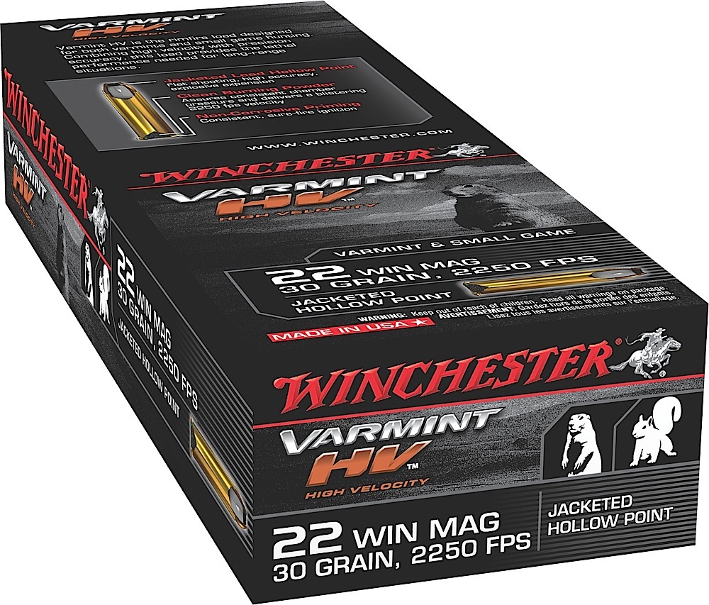 Winchester Ammunition Varmint-HV 30 gr Jacketed Hollow Point .22 WMR Ammo, 50/box - S22M2 - Winchester