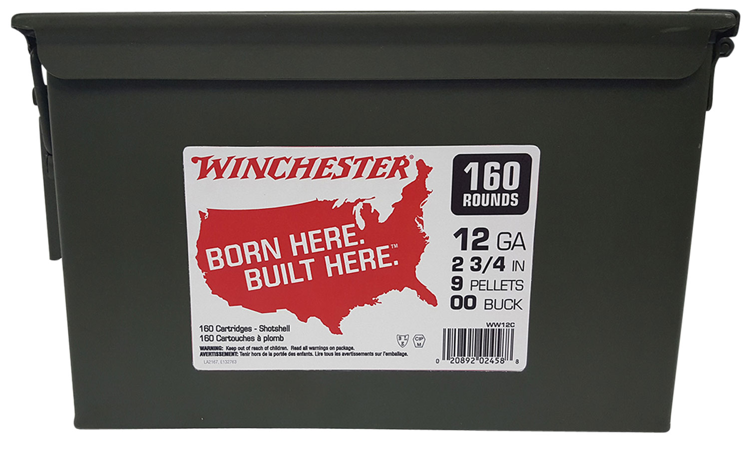 Winchester Ammunition Winchester Buckshot 2.75" 12 Gauge Ammo 00 Buck, 160/box - WW12C - Winchester