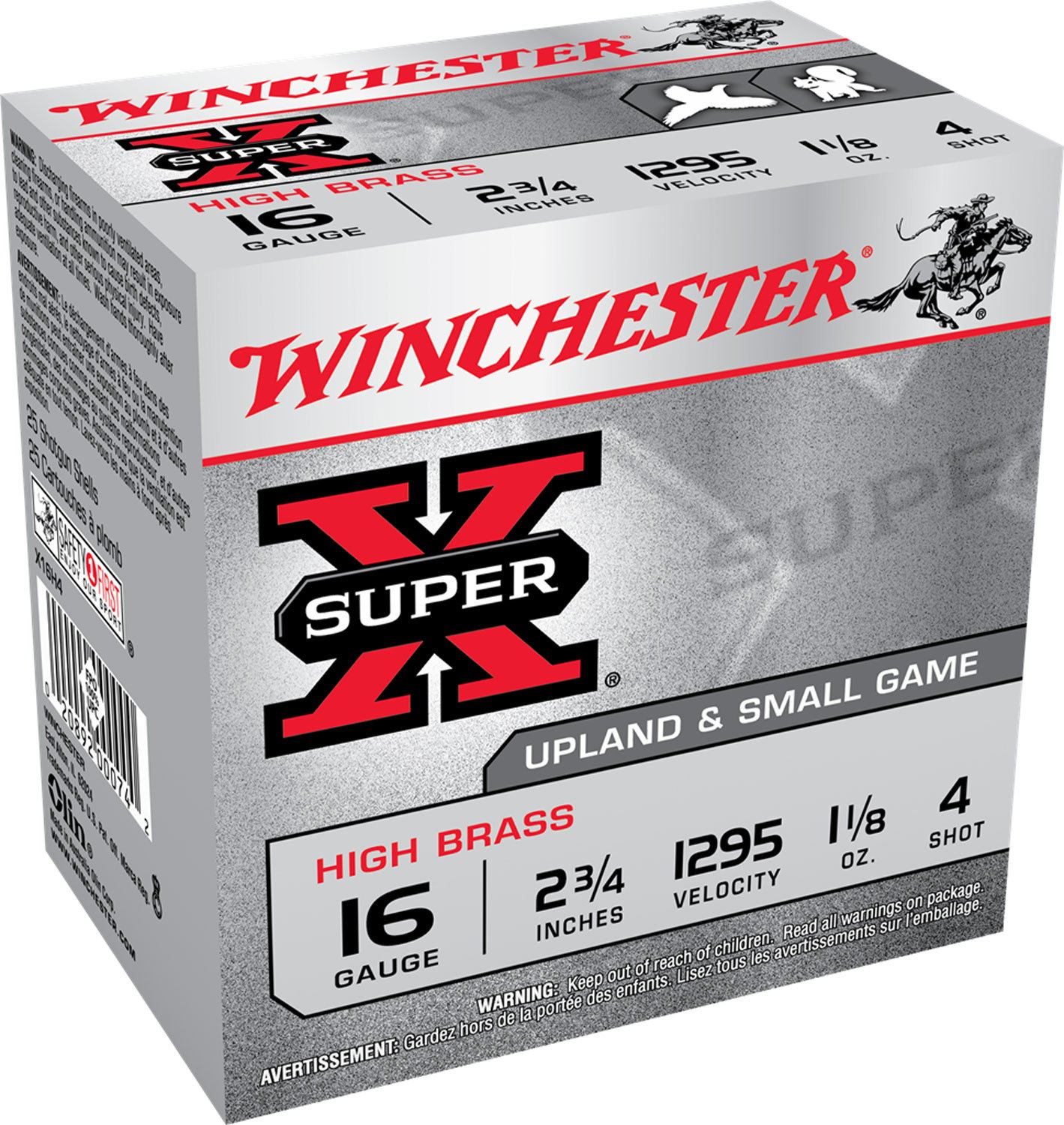 Winchester Ammunition Super-X High Brass 2.75" 16 Gauge Ammo 4, 25/box - X16H4