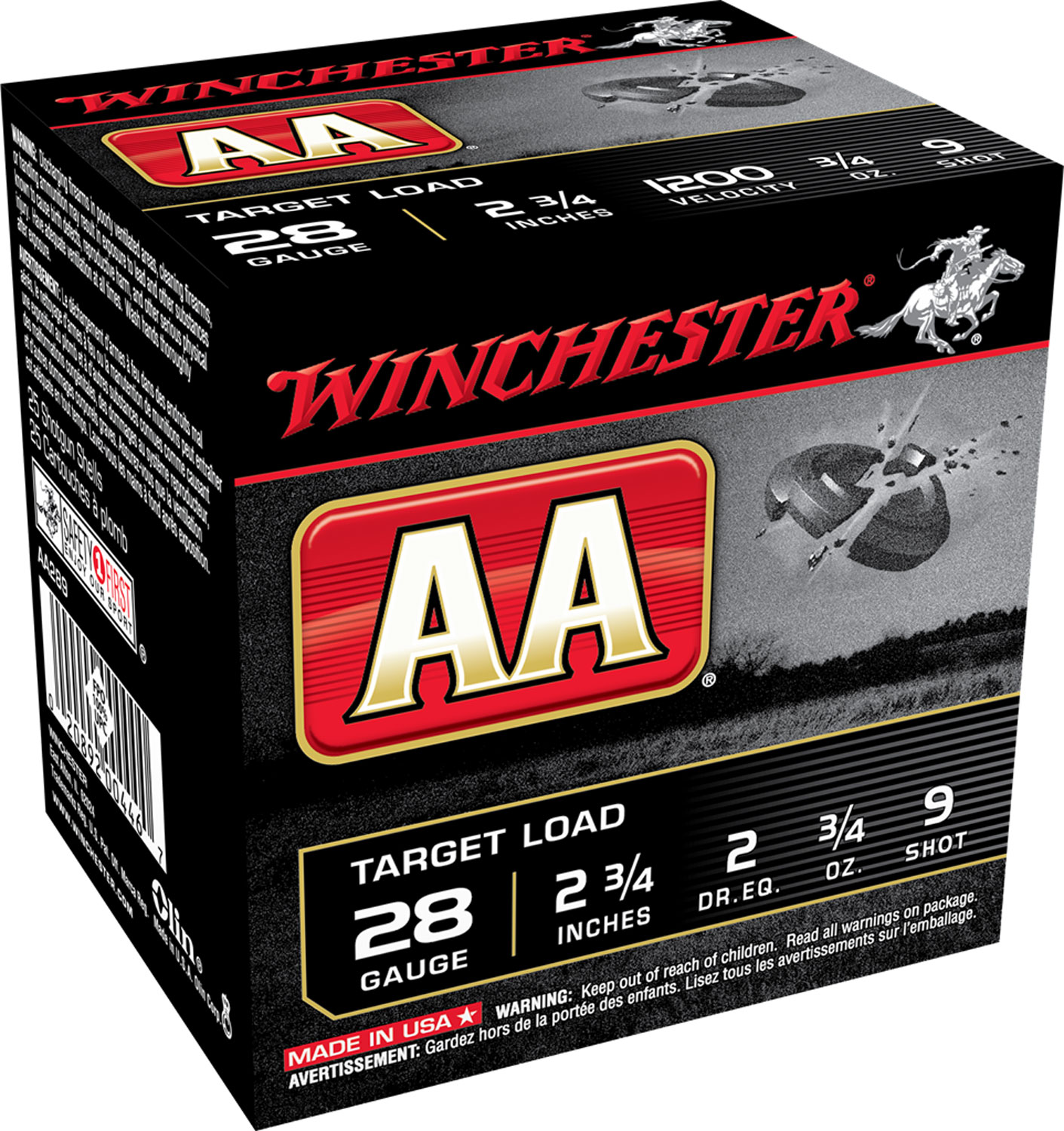 Winchester AA 2.75" 28 Gauge Ammo #9 Shot, 25 rds/box - AA289 - Winchester